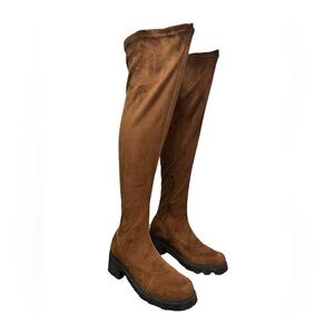 Knee High Suede Platform Boots | Over The Knee | Brown | Womens Size 10